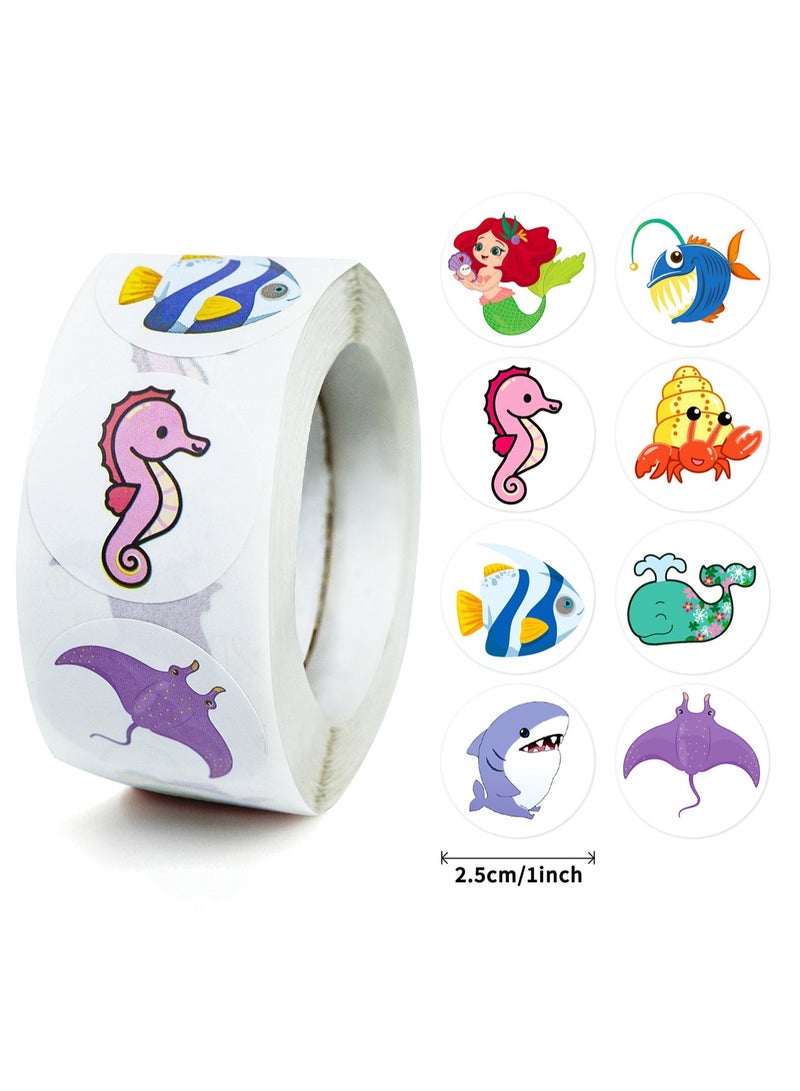 500 Round Cartoon Animal Stickers Per, Children'S Teacher Reward Stickers School Supplies, Small Animal Reward Roll Stickers Toilet Training Stickers, Suitable For School Classroom Home, Eight Pattern Loop Stickers (Series 3) - Image 2